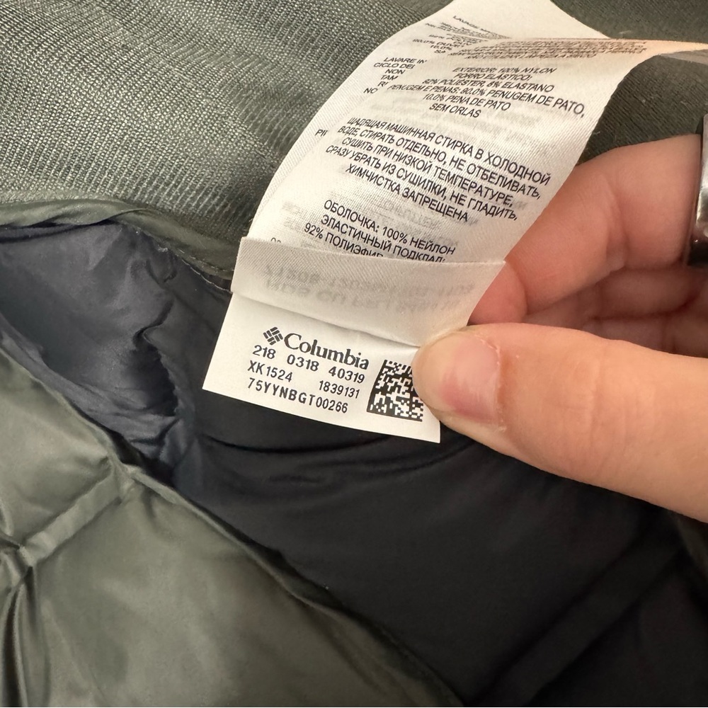 Columbia Pebble Peak Green and Black Down Hooded Jacket - Picture 4 of 5